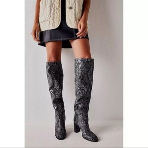 Free People Dakota Snakeskin Patterned Knee-High Boots